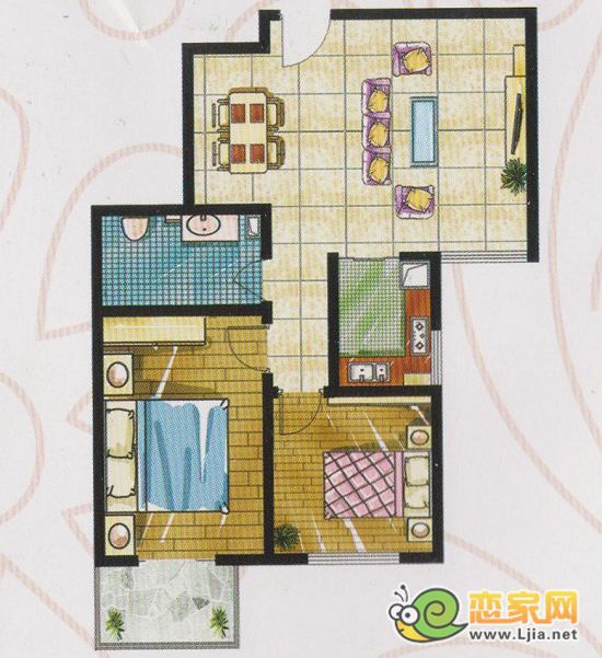 天悅名苑 B2戶型 兩室兩廳一衛(wèi) 約93.87㎡