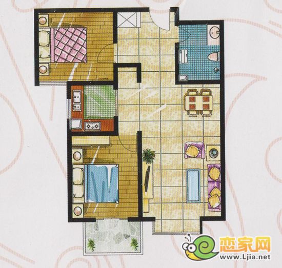天悅名苑 F2/G2戶型 兩室兩廳一衛(wèi) 約99.45㎡/103.26㎡