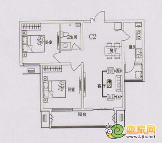 現(xiàn)代海棠灣100平米C2戶型