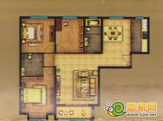 旺角花園三室二廳二衛(wèi)  建筑面積 138.34㎡