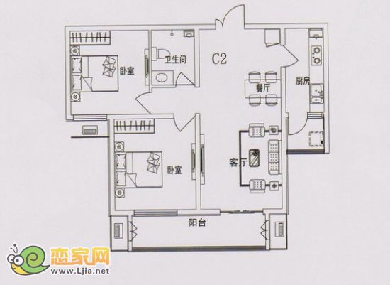 現(xiàn)代海棠灣10#樓100㎡戶型
