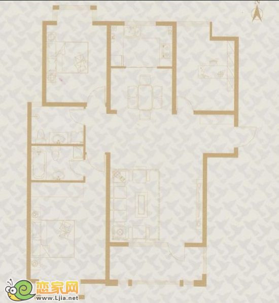 阿爾卡迪亞一期碧水灣134-144平米，三室二廳二衛(wèi)戶型