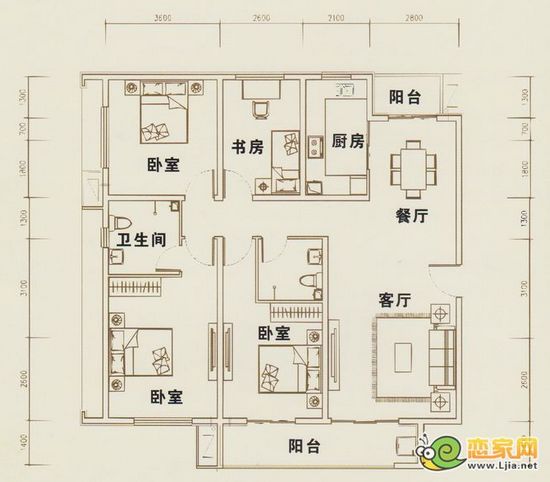 金世紀(jì)花園特價(jià)房戶型 四室兩廳兩衛(wèi) 建筑面積約：157.27㎡