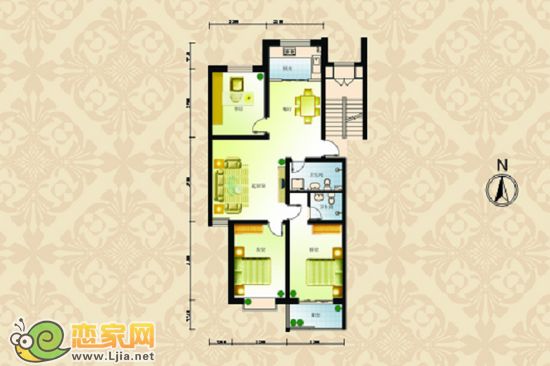 宜居戶型  三室兩廳兩衛(wèi)  建筑面積約114平米