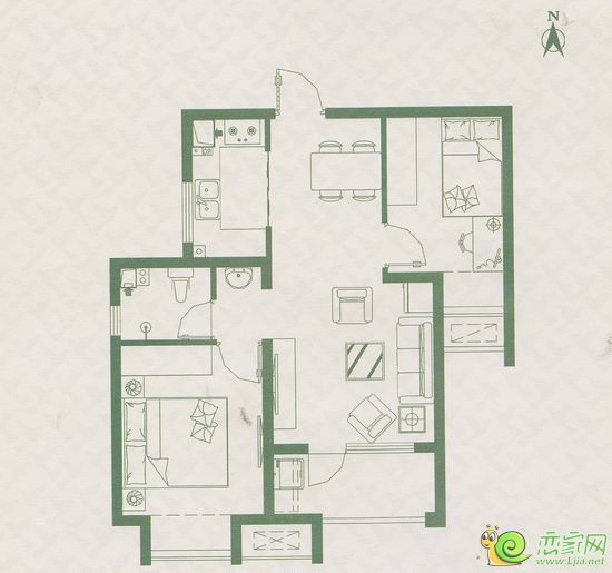 兩室兩廳一衛(wèi) 69.43平米