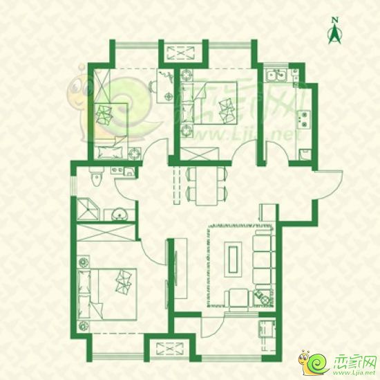 三室兩廳一衛(wèi) 102.31平米