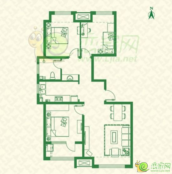 三室兩廳一衛(wèi) 109.39平米