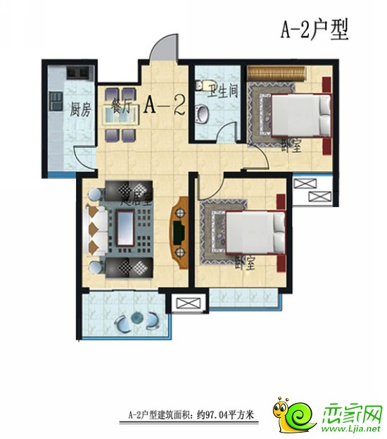圣水湖畔熱銷(xiāo)戶(hù)型 8#、9#樓 兩室兩廳一衛(wèi) 97平米