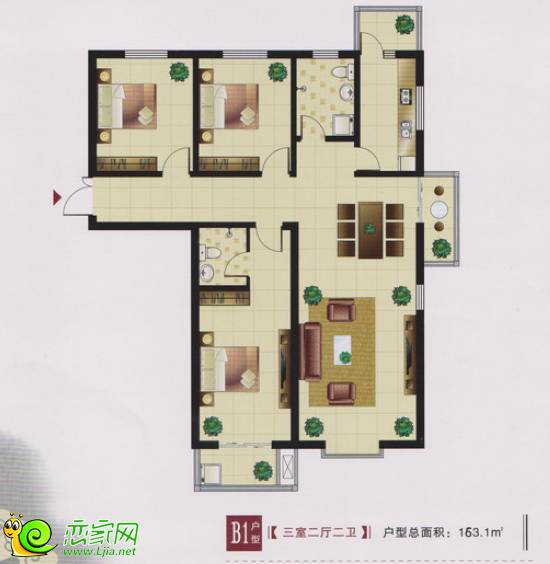 左岸楓橋特價房戶型 163平米