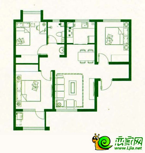 96.09㎡ 三室兩廳一衛(wèi)