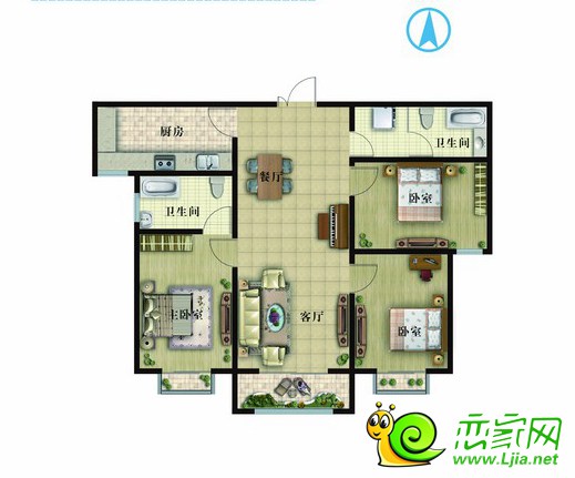 116㎡三室兩廳兩衛(wèi)