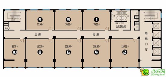恒億大廈A座5至20層寫字樓平面圖