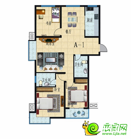 三室兩廳兩衛(wèi)132.62㎡
