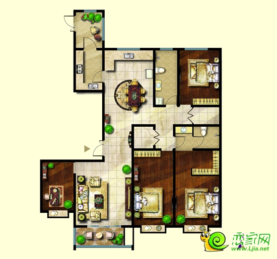 左岸楓橋團(tuán)購戶型——206㎡四居室