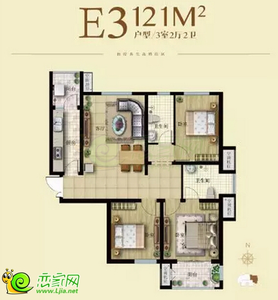 現(xiàn)代頤和苑121㎡  三室兩廳兩衛(wèi)