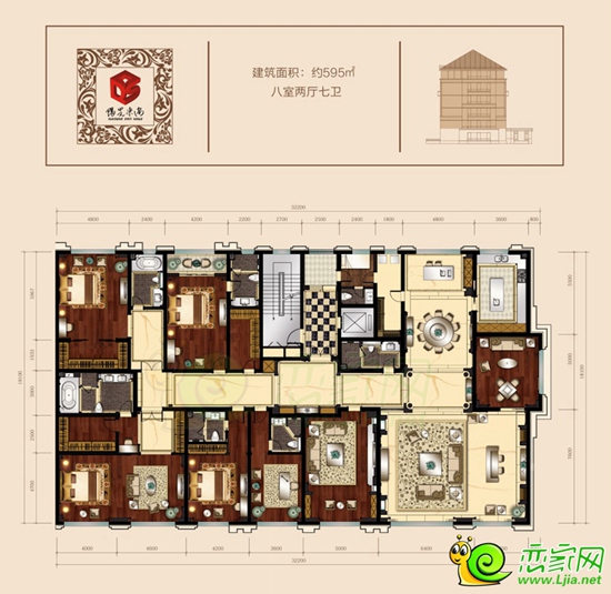 陽光東尚595㎡戶型 八室兩廳七衛(wèi)
