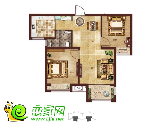 6B淮汀暖陽(yáng)（2室2廳1衛(wèi)）