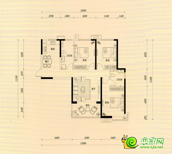萬浩金百合西苑10#樓東戶133平米