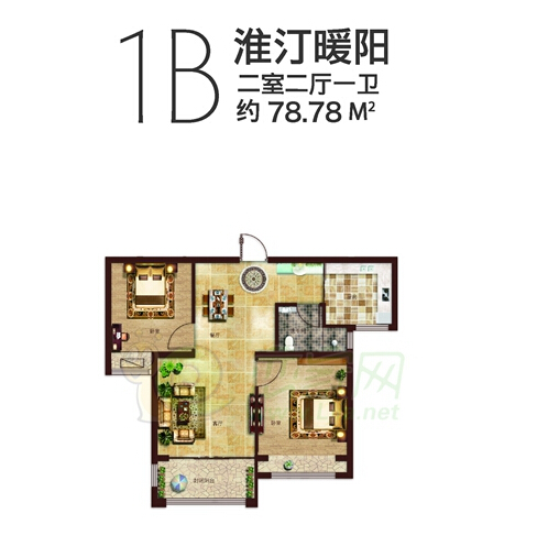 江南錦苑78㎡兩居室戶型