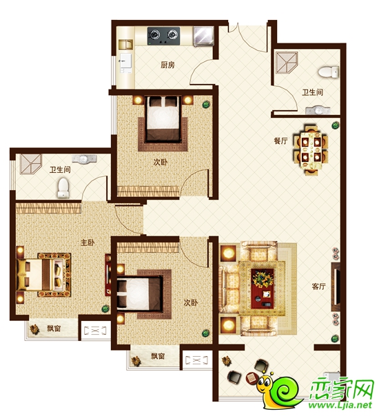 113㎡三室兩廳兩衛(wèi)