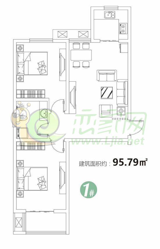 慧谷——鼎盛苑95㎡戶型圖