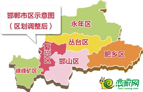 邯鄲部分區(qū)劃調(diào)整后市區(qū)示意圖