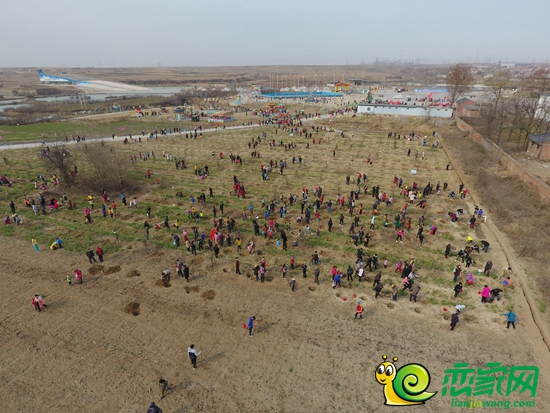 航拍機留下大家植樹的畫面