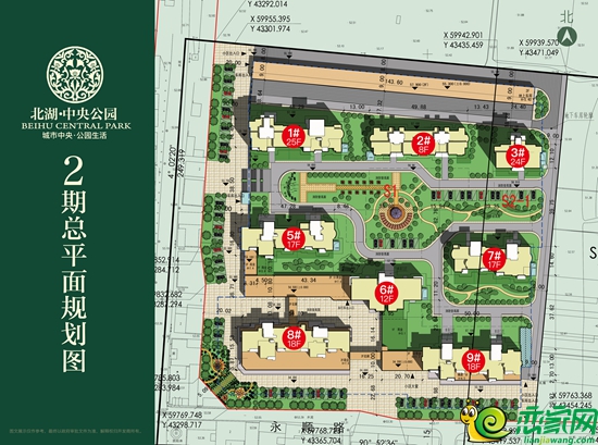 北湖中央公園樓號標(biāo)注平面圖