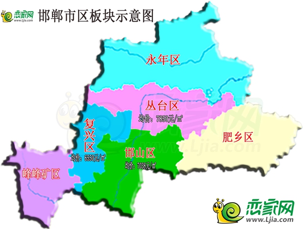 邯鄲市主城區(qū)板塊示意圖