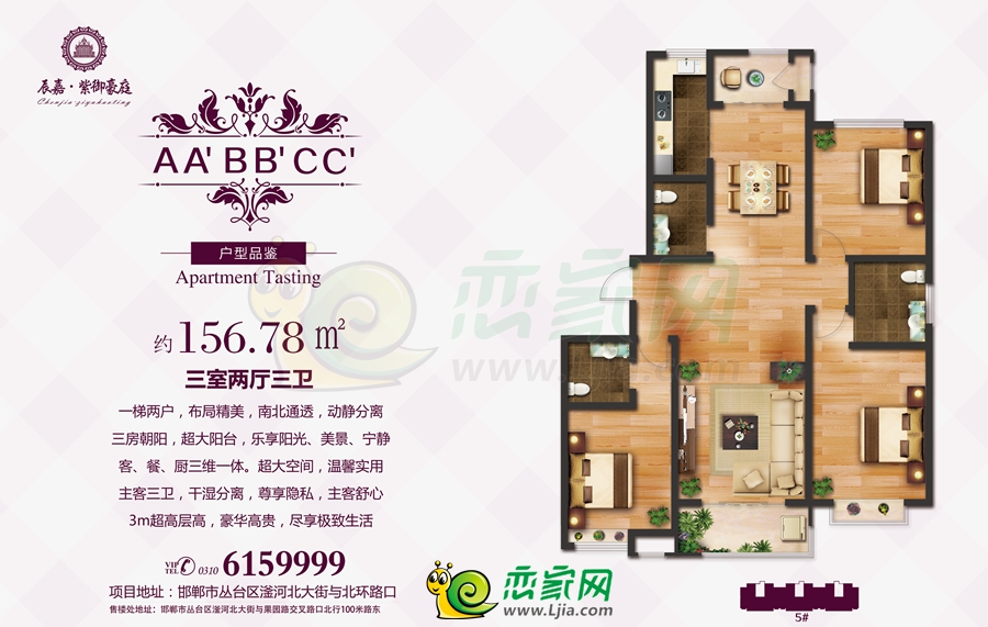 紫御豪庭5#156.78㎡戶型圖