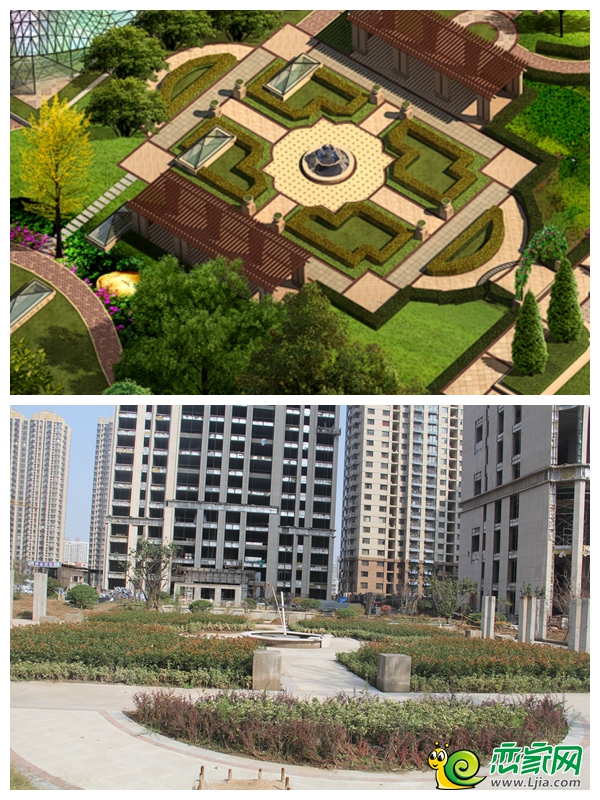 鑫公館園林實(shí)景效果對(duì)比圖