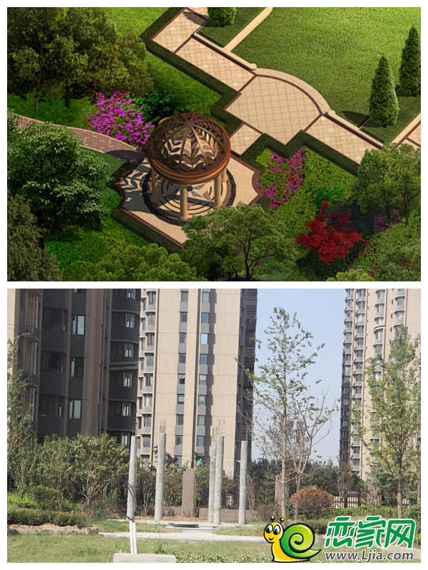 鑫公館園林實(shí)景效果對(duì)比圖
